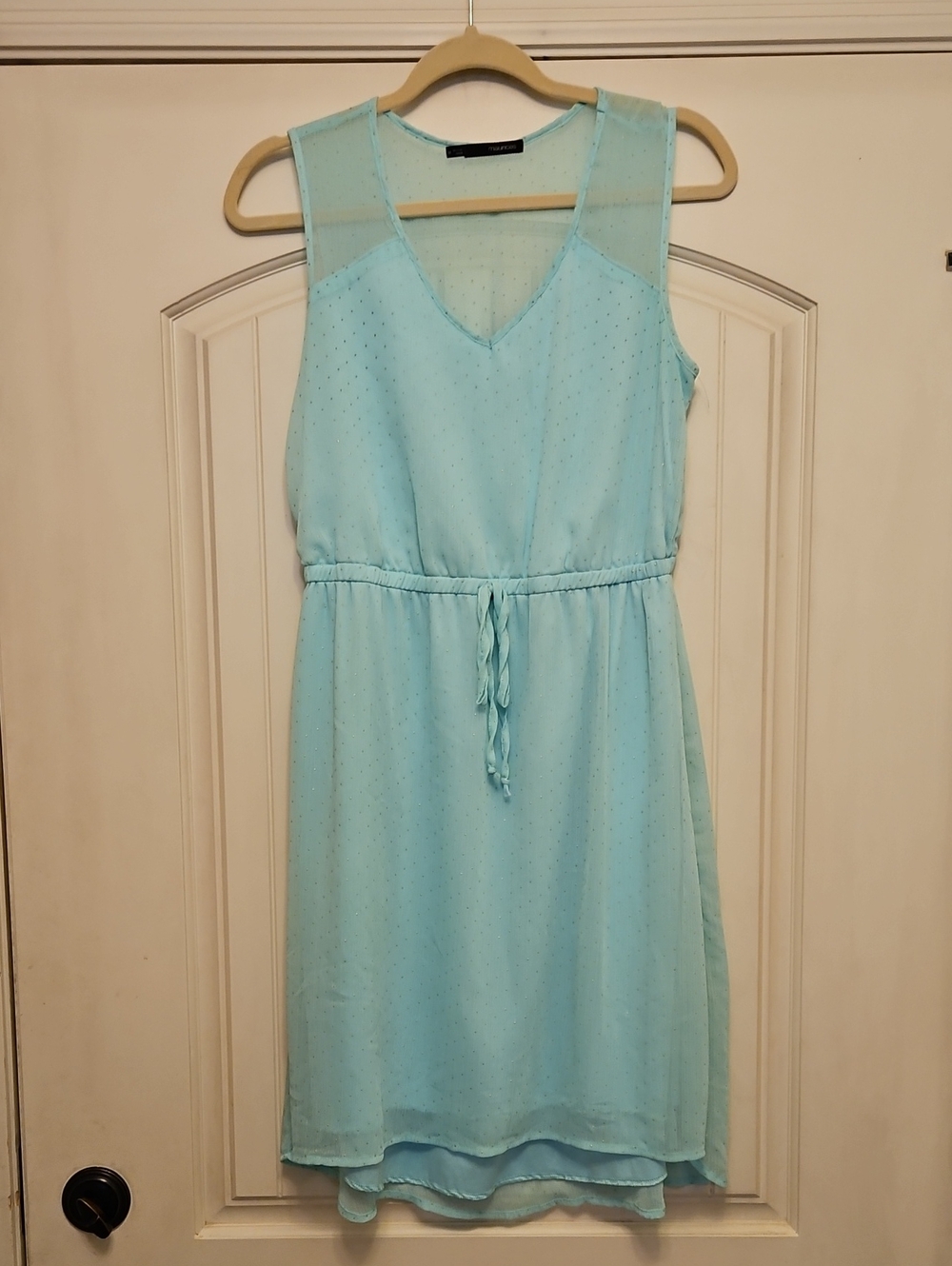 Maurices Light Aqua Sleeveless Tie-Waist Midi Dress